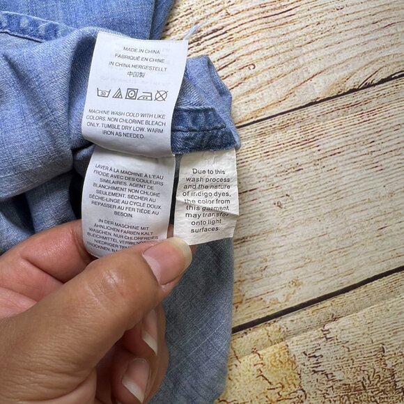Madewell Chambray Shirt XS Blue Short Sleeve Button Front Cotton Lyocell Top - Picture 6 of 11